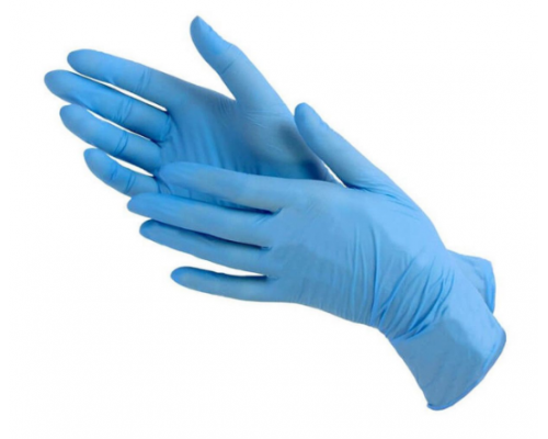 Перчатки нитриловые неопудренные голубой L (уп 100шт) купить в Челябинске в Упакофф