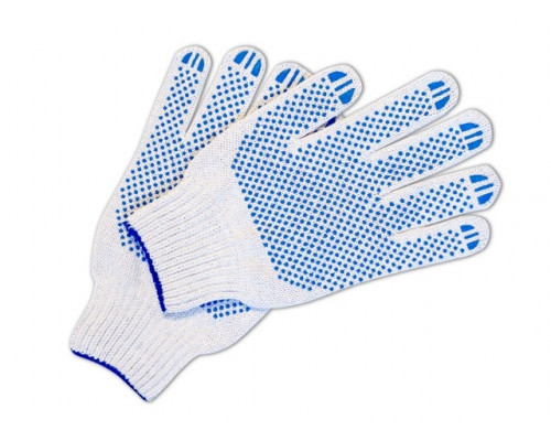 Перчатки х/б 10 класс 4 нити с ПВХ белые купить в Челябинске в Упакофф