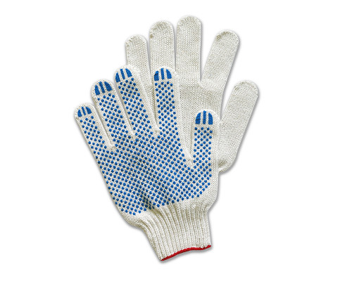 Перчатки х/б 10 класс 5 нитей с ПВХ белые купить в Челябинске в Упакофф