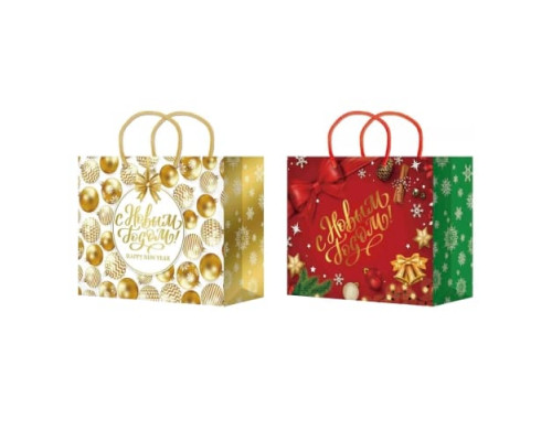 Пакет подарочный бумажный 50*50*20 НГ НОВЫЙ ГОД Микс рисунок в ассортименте