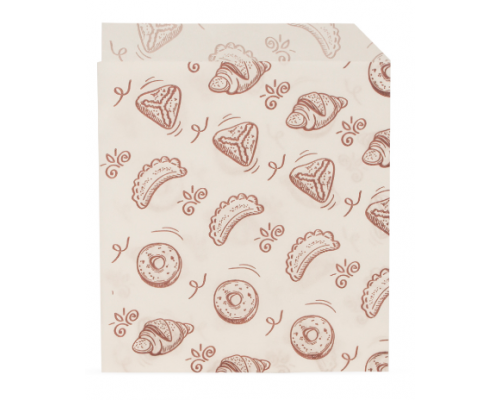 Пакет бумажный уголок 175*140 с печатью Выпечка Ж/белый купить в Челябинске в Упакофф