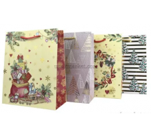 Пакет подарочный бумажный 31*42*12 НГ ЛЮКС с золотым тиснением микс