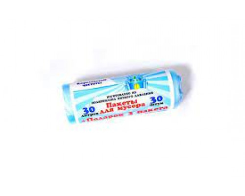 Мешок для мусора ПНД 30л 30шт 6мкм синие Королевство чистоты купить в Челябинске в Упакофф