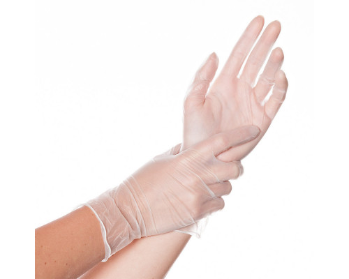 Перчатки виниловые прозрачные S (уп 100шт) купить в Челябинске в Упакофф