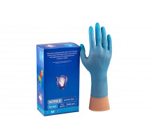 Перчатки нитриловые неопудренные голубой M (уп 100шт) 
