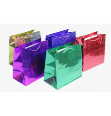 Пакет бумажный с ручками 14*20*7 ГОЛОГРАФИЯ в ассортименте