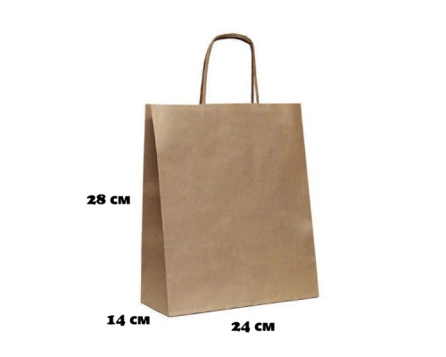 Пакет бумажный с круч. ручками 280*240*140 крафт М (кор300шт) купить в Челябинске в Упакофф