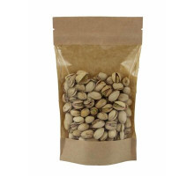 Пакет дой-пак 240*150*40 бумажный крафт окно 140мм с застежкой зип лок (уп50)