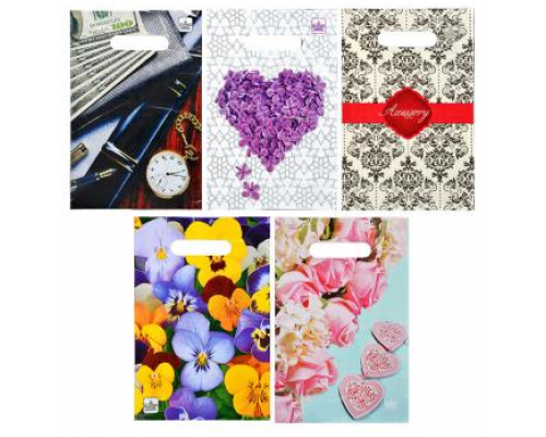 Пакет с вырубной ручкой 38*45 45мкм В АССОРТИМЕНТЕ купить в Челябинске в Упакофф