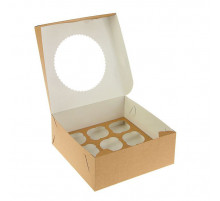 Контейнер бумажный д/капкейков ECO MUF 9 250*250*100 мм крафт с окном (уп25/кор100)