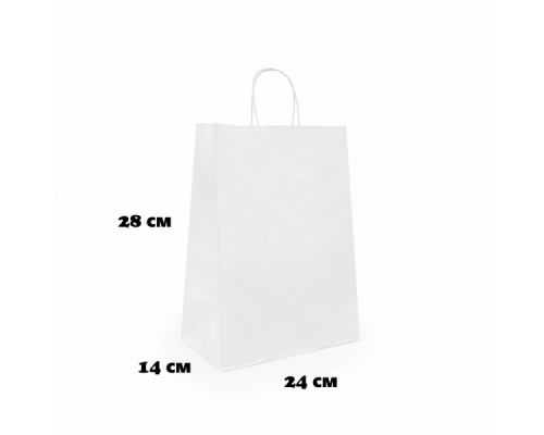 Пакет бумажный с круч. ручками 280*240*140 белый М купить в Челябинске в Упакофф