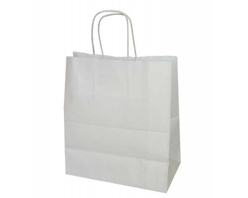 Пакет бумажный с круч. ручками 250*220*120 белый  купить в Челябинске в Упакофф