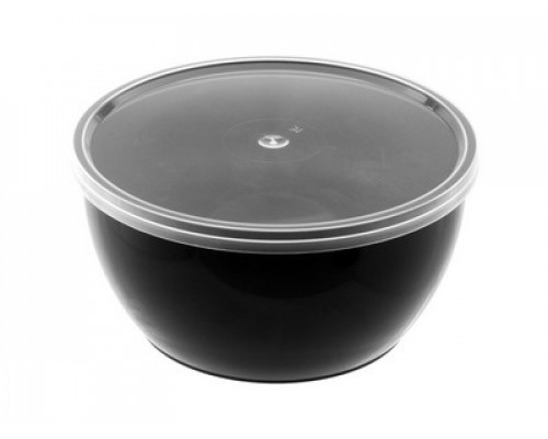 Банка полипропиленовая плошка 360мл H-55 D-112 черная с крышкой  (уп 480) купить в Челябинске в Упакофф