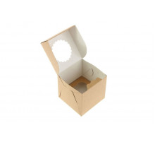 Контейнер бумажный д/капкейков ECO MUF 1 100*100*110 мм крафт с окном (уп25/кор250)