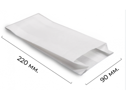 Пакет бумажный 220*90*40 белый (уп100шт) купить в Челябинске в Упакофф