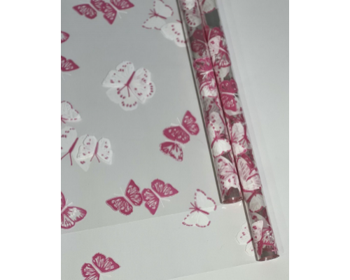 Пленка двухцветная 70см 200гр 40мкм БАБОЧКИ цвет в ассортименте