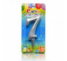 Свеча тортовая цифра 7 серебро 5,8*12 ОСЗ