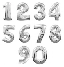 Шар фольгированный 40"/102см Цифра 1 серебро 