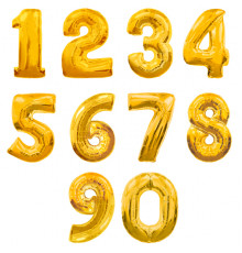 Шар фольгированный 40"/102см Цифра 2 золото 