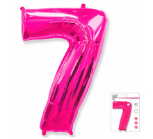 Шар фольгированный 40"/102см Цифра 7 фуксия 