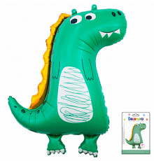 Шар фольгированный 28"/73см Динозаврик малыш зеленый в упаковке
