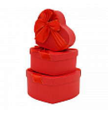Коробка подарочная 16*14*6 см Сердце с бантом красная БРАВО