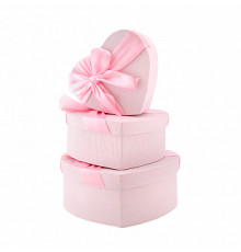 Коробка подарочная 22*19,5*9 Сердце с бантом розовая БРАВО