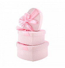 Коробка подарочная 19*17*7,5 Сердце с бантом розовый БРАВО