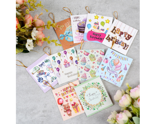 Мини открытка для подарка 7*8 в ассортименте купить в Челябинске в Упакофф