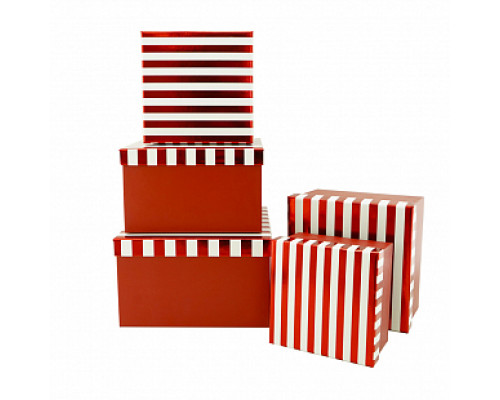 Коробка подарочная 14*14*8,5 Красные полоски. Квадрат БРАВО купить в Челябинске в Упакофф