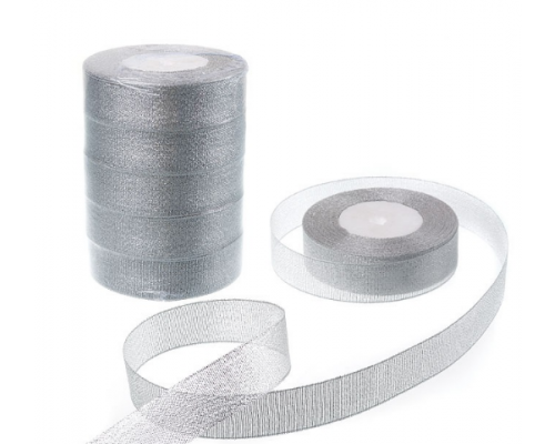 Лента органза 2,5см*25ярд серебро (уп5/90) купить в Челябинске в Упакофф