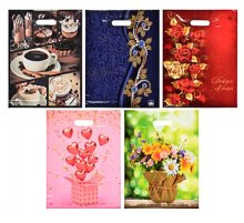 Пакет с вырубной ручкой 36*46 35мкм В АССОРТИМЕНТЕ