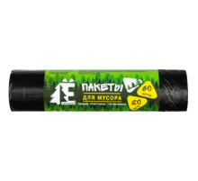 Мешок для мусора ПНД 60л 20шт 8мкм Е-ромашка черный