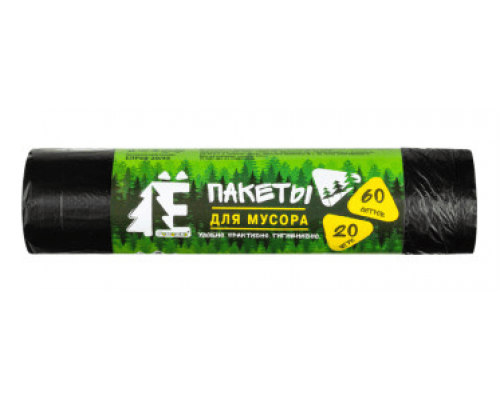 Мешок для мусора ПНД 60л 20шт 8мкм Е-ромашка черный