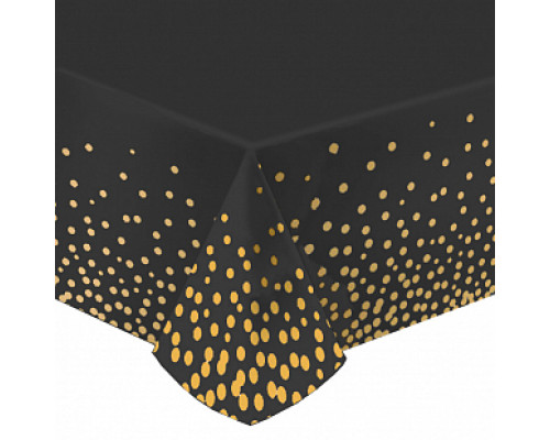 Скатерть 137*183см ДЕЛЮКС КОНФЕТТИ золотые на черном ТМ ВЕСЕЛУХА купить в Челябинске в Упакофф