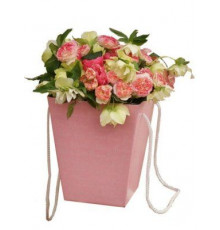Коробка для цветов 12,5*18*22,5см розовая
