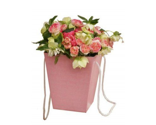 Коробка для цветов 12,5*18*22,5см розовая купить в Челябинске в Упакофф