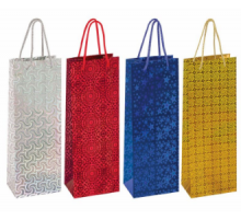 Пакет подарочный для бутылки 13x8,5x36 Золотая сказка голография в ассортименте