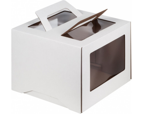 Коробка для торта 240*240*240мм с окном и ручками купить в Челябинске в Упакофф