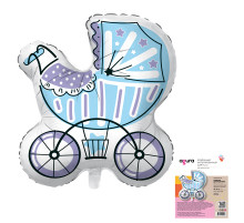 Шар фольгированный 29"/70*74см Коляска для мальчика в упаковке AGURA