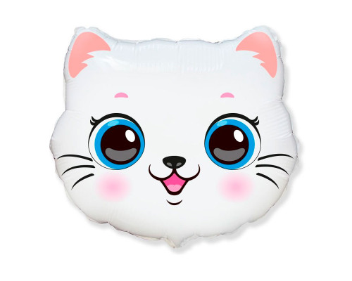 Шар фольгированный 23"/51*55см Кошечка голова FLEX METAL купить в Челябинске в Упакофф