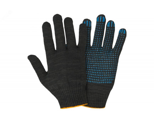 Перчатки х/б 10 класс 4 нити с ПВХ черные купить в Челябинске в Упакофф