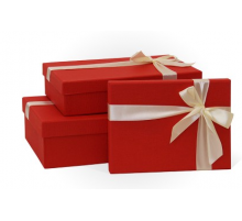 Коробка подарочная 200*150*50 с бантом, тиснение рогожка, цвет красный