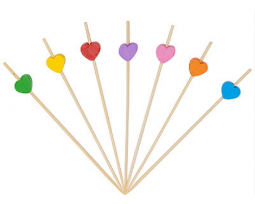 Пика для канапе 12см Сердце бамбук 100шт купить в Челябинске в Упакофф