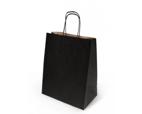 Пакет бумажный с круч. ручками 250*220*120 черный купить в Челябинске в Упакофф