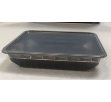 Контейнер У-Ю жест 500мл ДНО+КРЫШКА черный 186*132*34 (100/500)