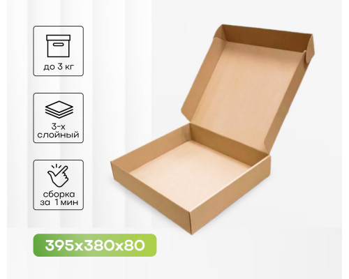Коробка картонная самосборная 395*380*80мм СП купить в Челябинске в Упакофф