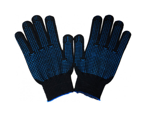 Перчатки х/б 10 класс 5 нитей с ПВХ черные купить в Челябинске в Упакофф