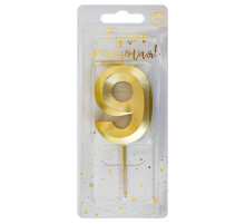 Свеча тортовая цифра 9 золото Витые 4*1,1*9,5см ОСЗ