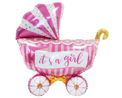 Шар фольгированный 33"/84см Это девочка Розовая коляска ТМ ВЕСЕЛУХА купить в Челябинске в Упакофф